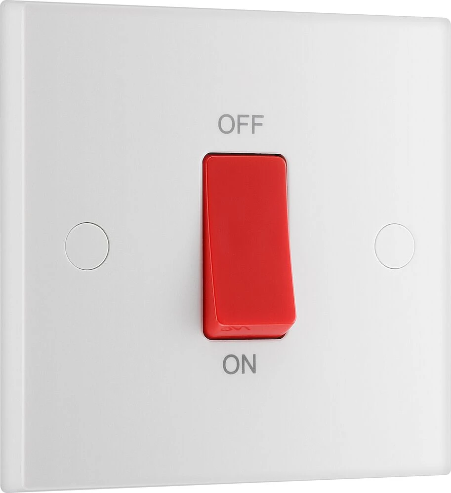 BG White Moulded Square Edge 45A Square Plate Cooker Control Unit