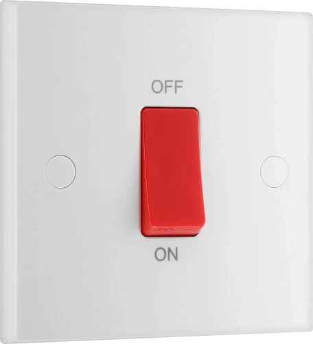 BG White Moulded Square Edge 45A Square Plate Cooker Control Unit