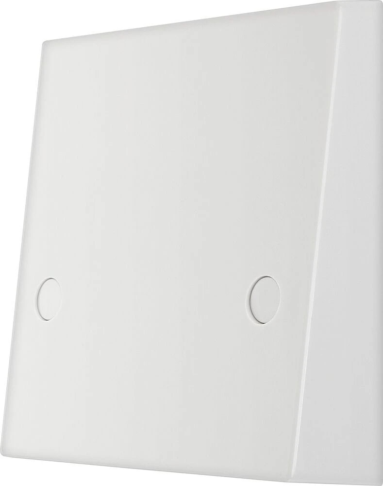 BG White Moulded Square Edge 45A Cooker Flex Outlet Plate Bottom Entry
