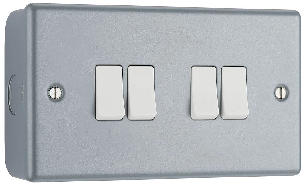BG Metal Clad 20A 16AX Quadruple Switch, 2 Way