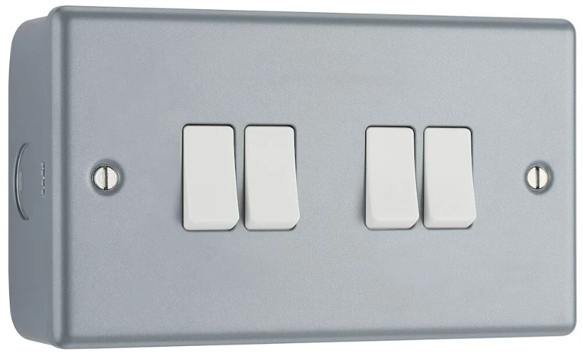 BG Metal Clad 20A 16AX Quadruple Switch, 2 Way