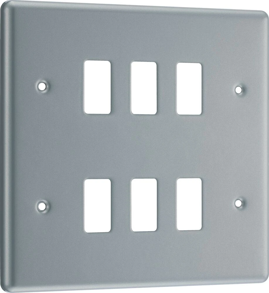 BG Grid Metal Clad Square Front Plate 6 Module