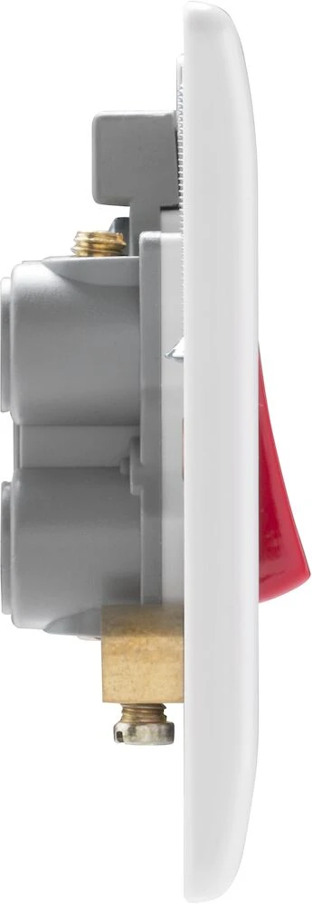 BG Nexus Series White Moulded 45A Square Plate Double Pole Switch With LED Indicator