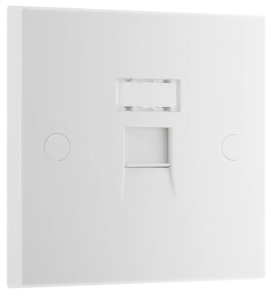 BG White Moulded Square Edge Single RJ45 Telephone Socket IDC Type
