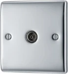 BG Nexus Metal Polished Chrome, Single Isolated Co-Ax Aerial Socket for TV or FM