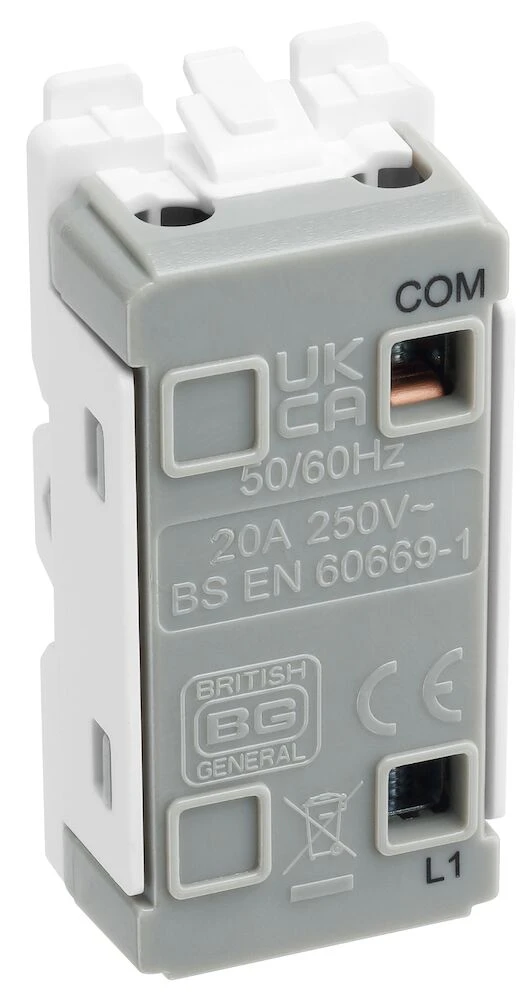BG Grid 20A Switch Module Retractive, Printed PRESS, White