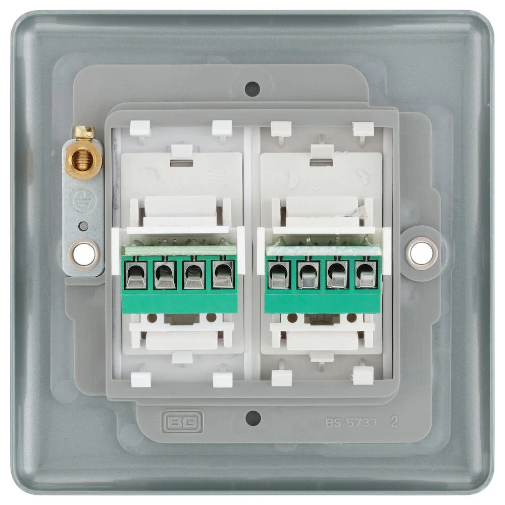 BG Metal Clad Double RJ45 Telephone Socket, IDC Type