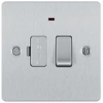 BG Screwed Flatplate, Brushed Steel, Switched 13A Fused Connection Unit with LED Indicator