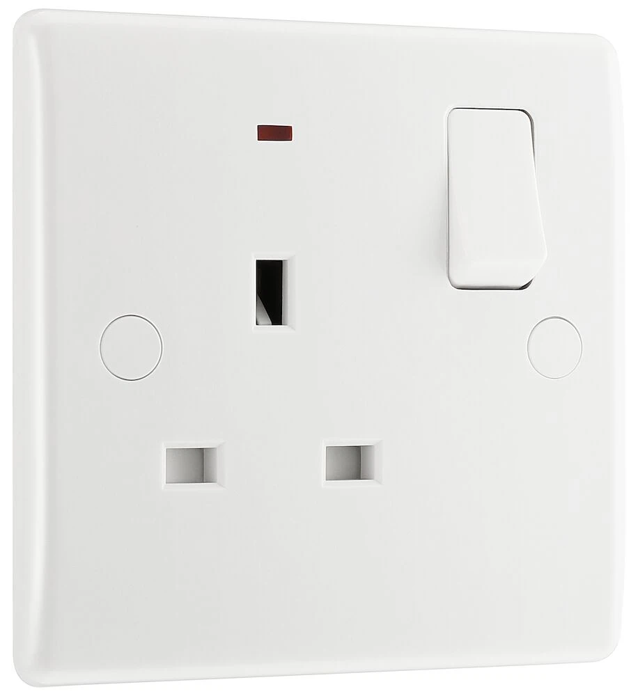 BG Nexus Series White Moulded 13A Single Switched Socket with LED Indicator