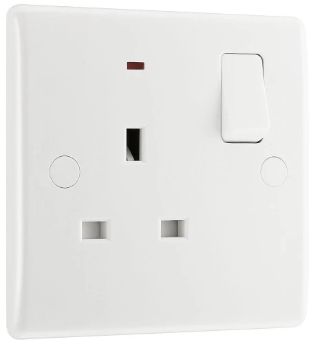 BG Nexus Series White Moulded 13A Single Switched Socket with LED Indicator