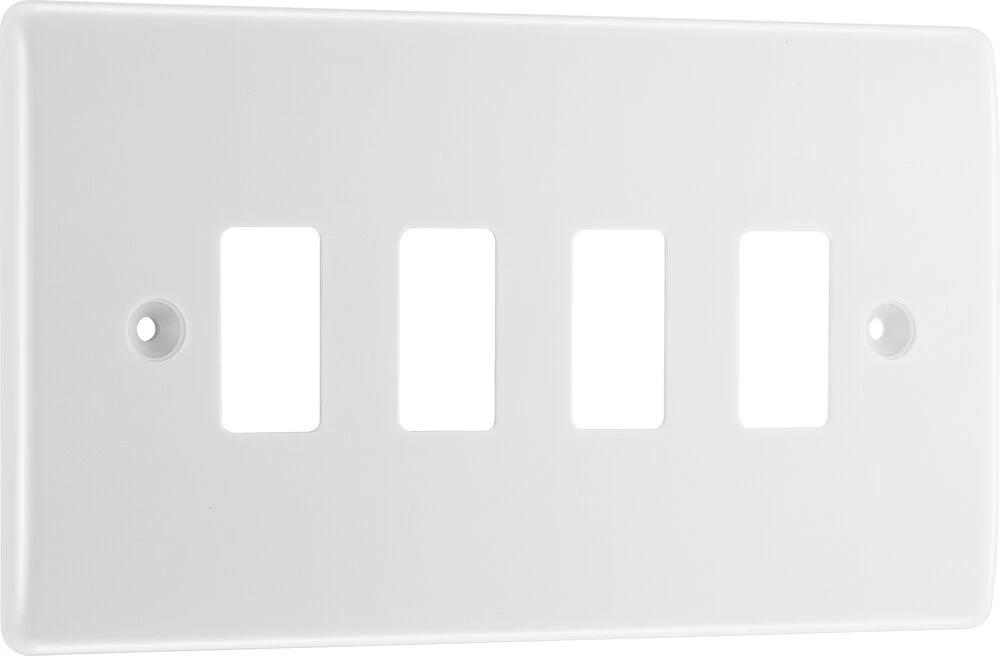 BG Grid Nexus Series White Moulded Front Plate 4 Module