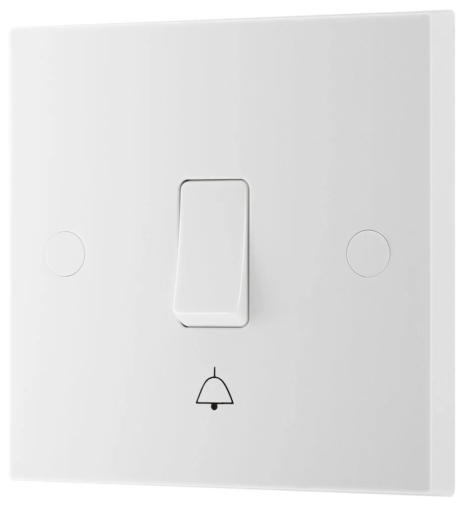 BG White Moulded Square Edge 10A Bell Push Switch 1 Way