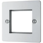 BG Screwed Flat plate Brushed Steel Square Euro Module Front Plate 2 Module