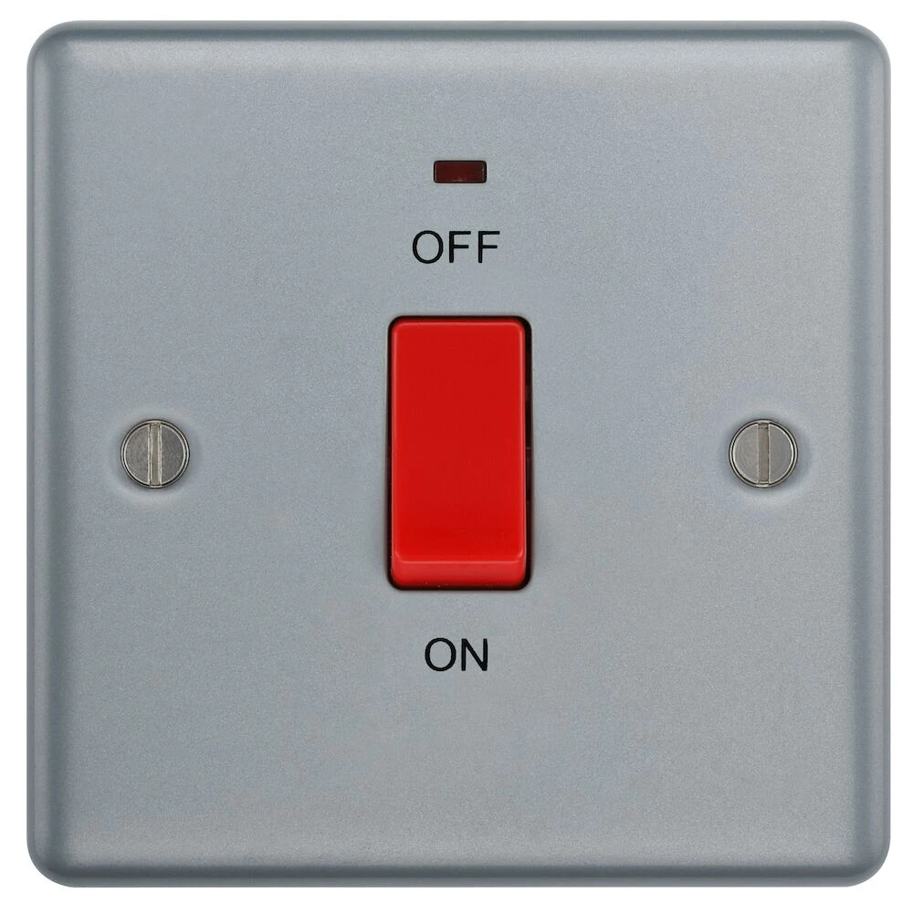 BG Metal Clad 45A Square Plate Double Pole Switch With LED Indicator