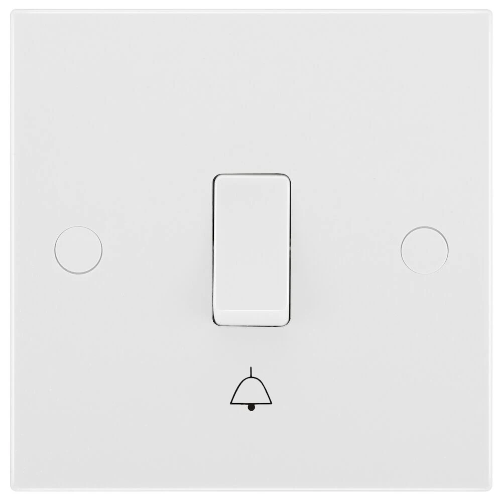 BG White Moulded Square Edge 10A Bell Push Switch 1 Way