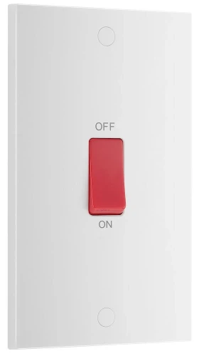 BG White Moulded Square Edge 45A Large Plate Double Pole Switch