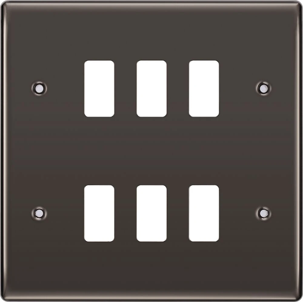 BG Grid Nexus Metal Square Front Plate 6 Module, Black Nickel