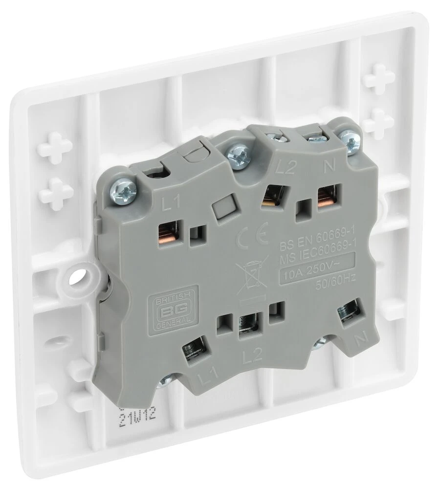 BG Nexus Series White Moulded 10AX Triple Pole Fan Isolator Switch