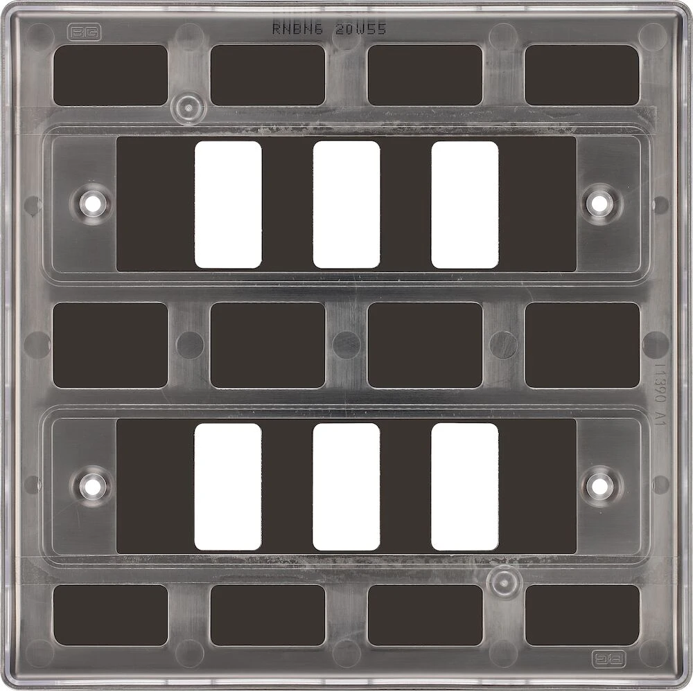 BG Grid Nexus Metal Square Front Plate 6 Module, Black Nickel