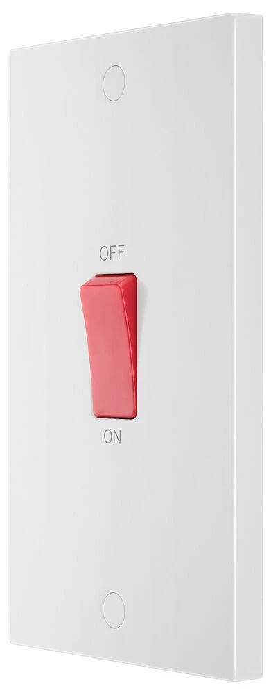 BG White Moulded Square Edge 45A Large Plate Double Pole Switch
