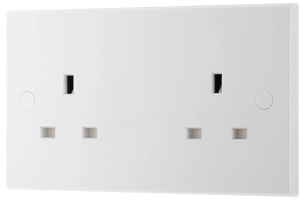 BG White Moulded Square Edge 13A Double Unswitched Socket
