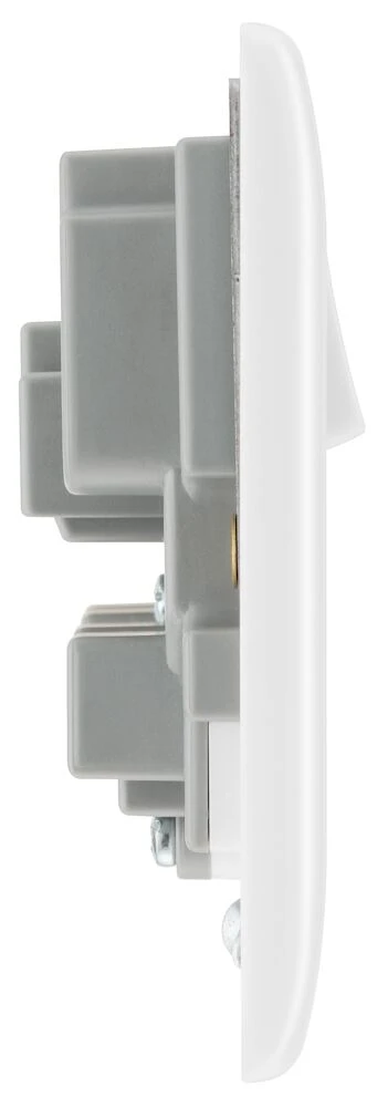 BG Nexus Series White Moulded 13A Double Switched Socket Double Pole, Outboard Rockers