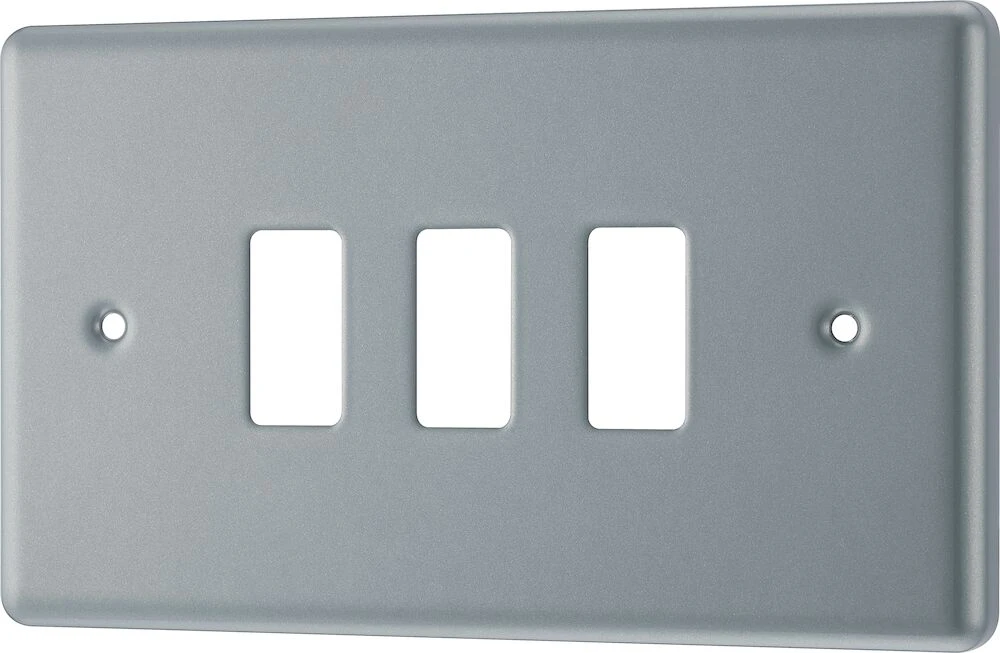 BG Grid Metal Clad Rectangular Front Plate 3 Module