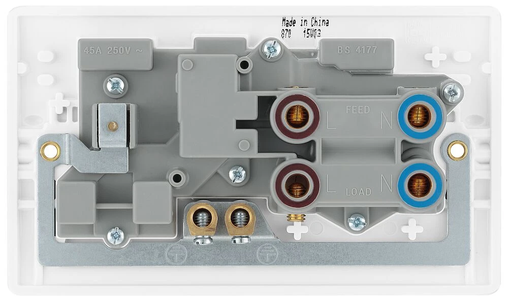 BG Nexus Series White Moulded 45A Cooker Control Unit With 13A Socket And LED Indicators