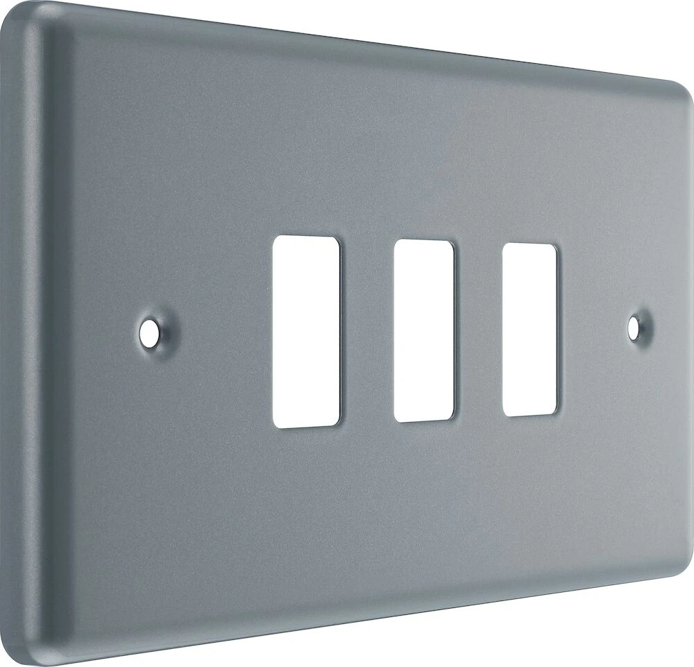 BG Grid Metal Clad Rectangular Front Plate 3 Module
