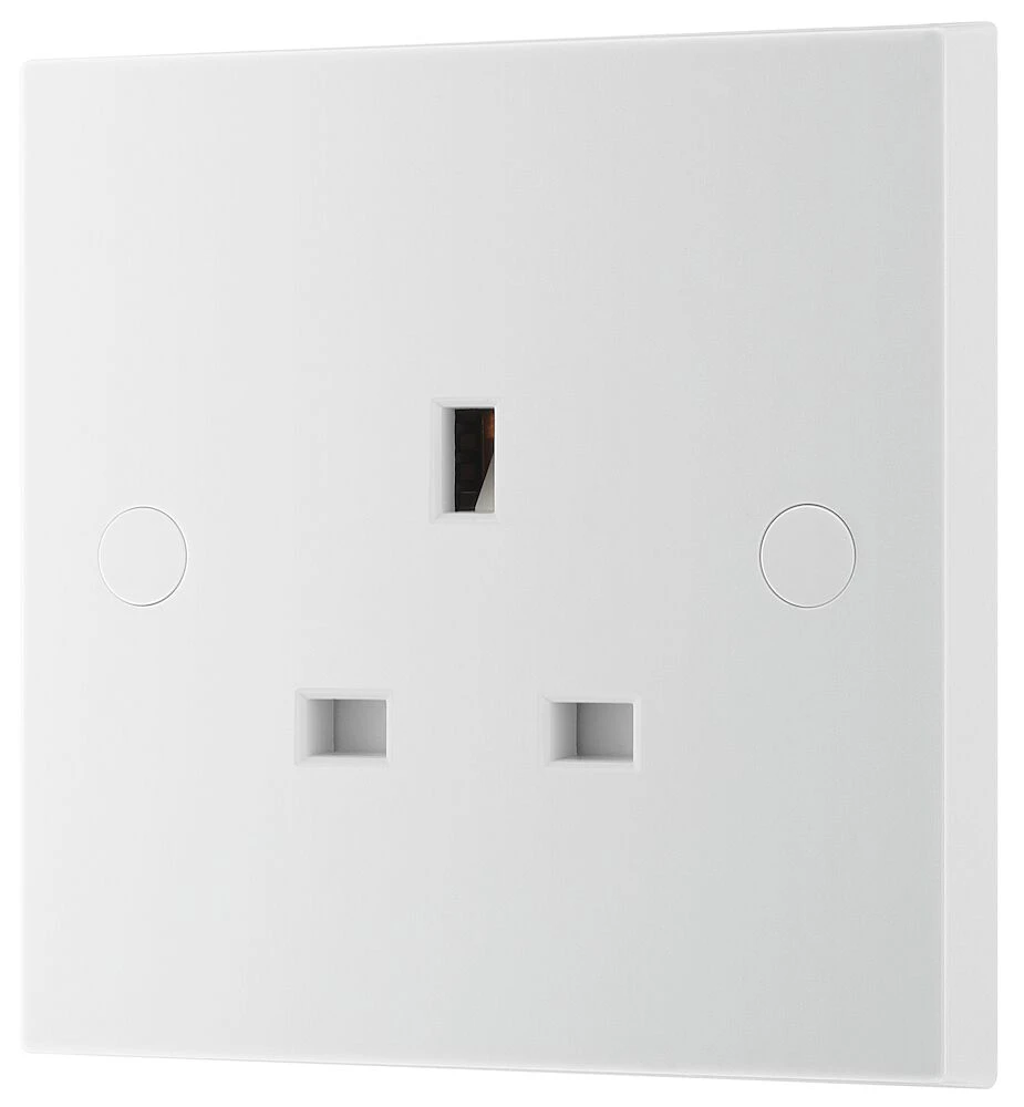 BG White Moulded Square Edge 13A Single Unswitched Socket