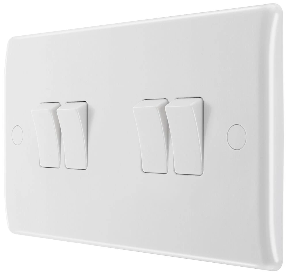 BG Nexus Series White Moulded 20A 16AX Quadruple Switch 2 Way