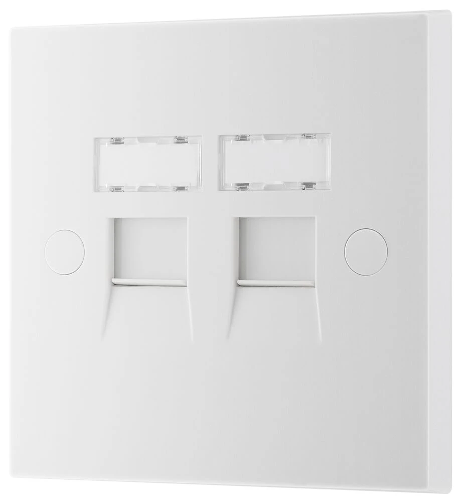 BG White Moulded Square Edge Double RJ45 Telephone Socket IDC Type