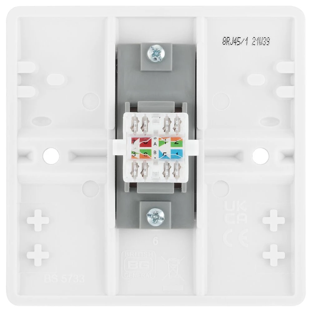 BG Nexus Series White Moulded Single RJ45 Telephone Socket IDC Type