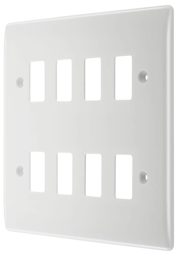BG Grid Nexus Series White Moulded Front Plate 8 Module