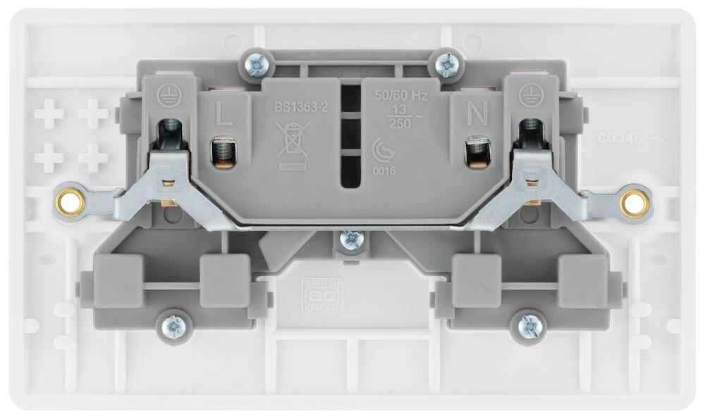 BG Nexus Series White Moulded 13A Double Unswitched Socket