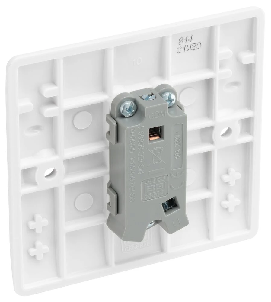 BG Nexus Series White Moulded 10AX Bell Push Switch 1 Way