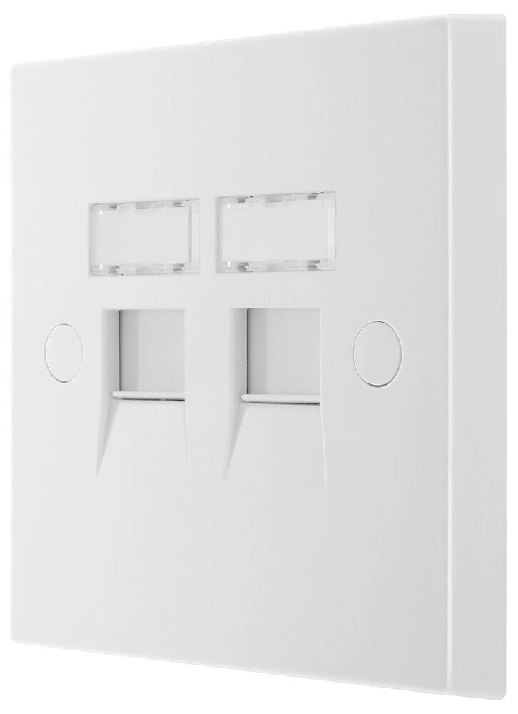BG White Moulded Square Edge Double RJ45 Telephone Socket IDC Type