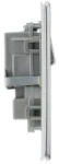 BG Screwless Flat plate Brushed Steel, 13A Double Switched Socket, Grey Inserts
