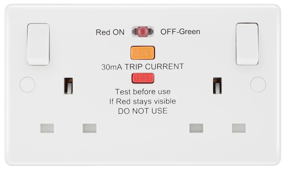 BG Nexus Series White Moulded 13A Double Switched Socket with RCD Protection