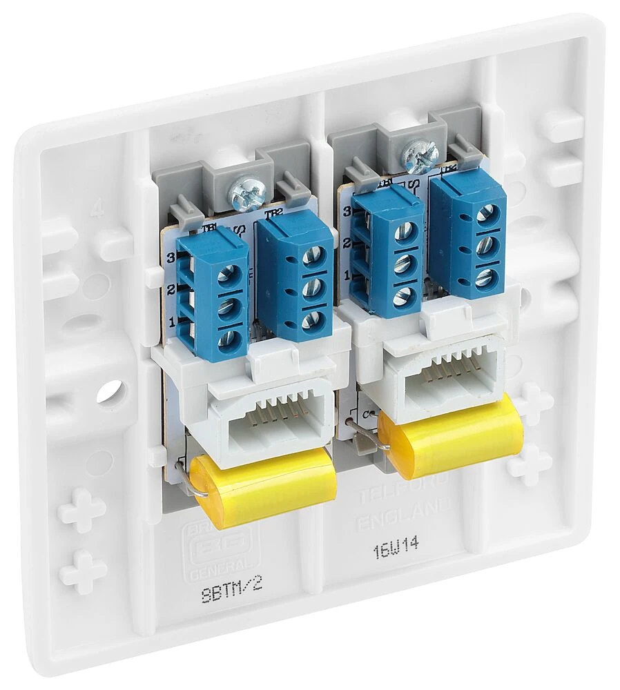 BG Nexus Series White Moulded Double Master Telephone Socket Screw Type