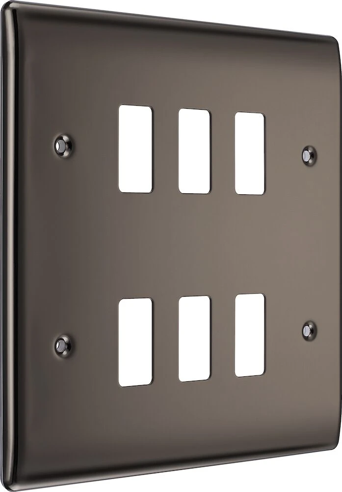 BG Grid Nexus Metal Square Front Plate 6 Module, Black Nickel