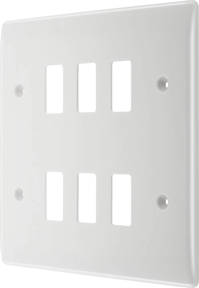 BG Grid Nexus Series White Moulded Front Plate 6 Module