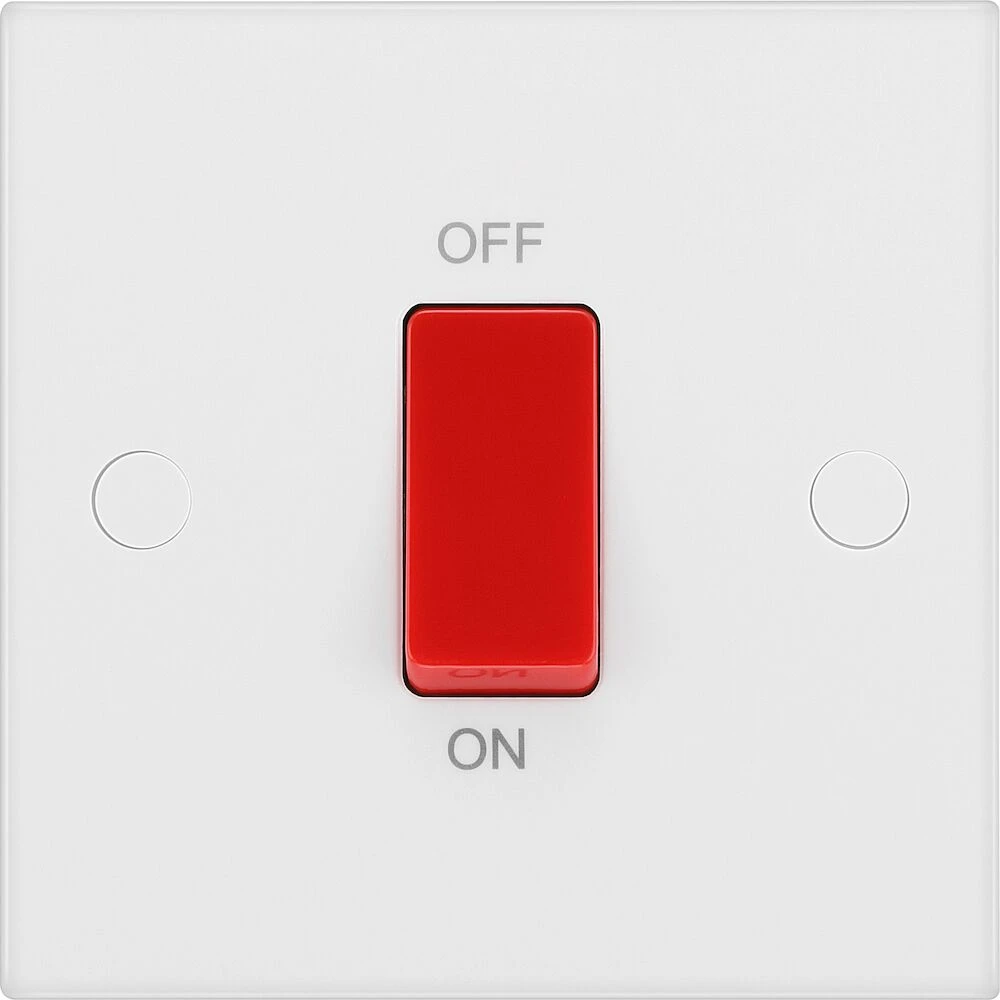 BG White Moulded Square Edge 45A Square Plate Cooker Control Unit