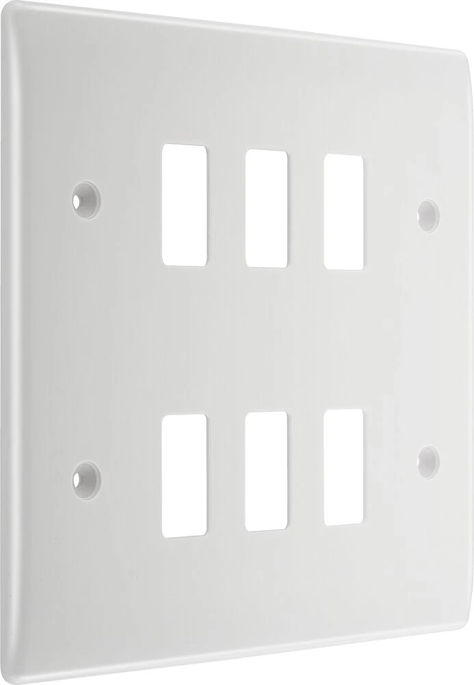 BG Grid Nexus Series White Moulded Front Plate 6 Module