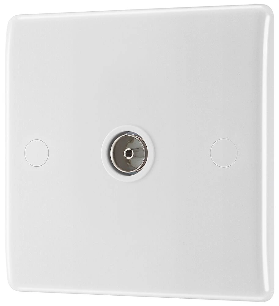 BG Nexus Series White Moulded Single Isolated Co-Ax Aerial Socket for TV or FM