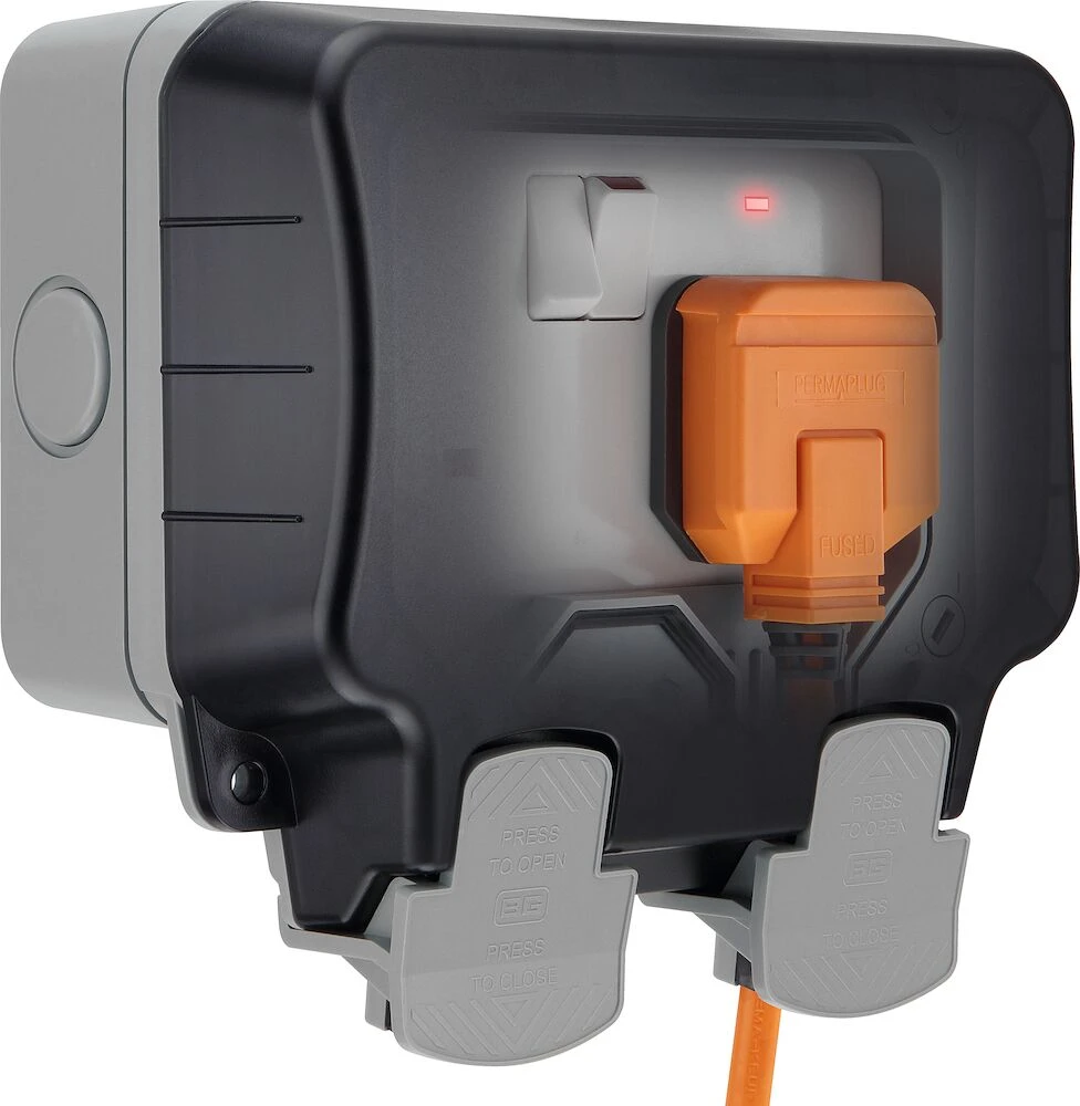 BG Nexus Storm, 13A Double Switched Socket, IP66