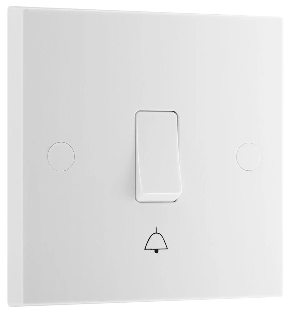 BG White Moulded Square Edge 10A Bell Push Switch 1 Way