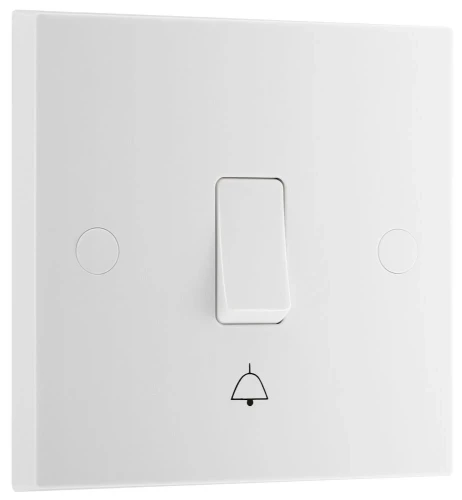 BG White Moulded Square Edge 10A Bell Push Switch 1 Way