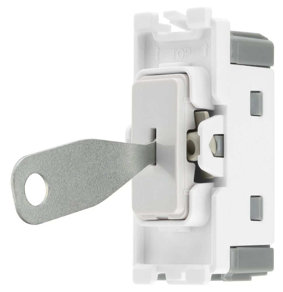BG Grid 20A Secret Key Switch Module 2 Way, Single Pole,  White