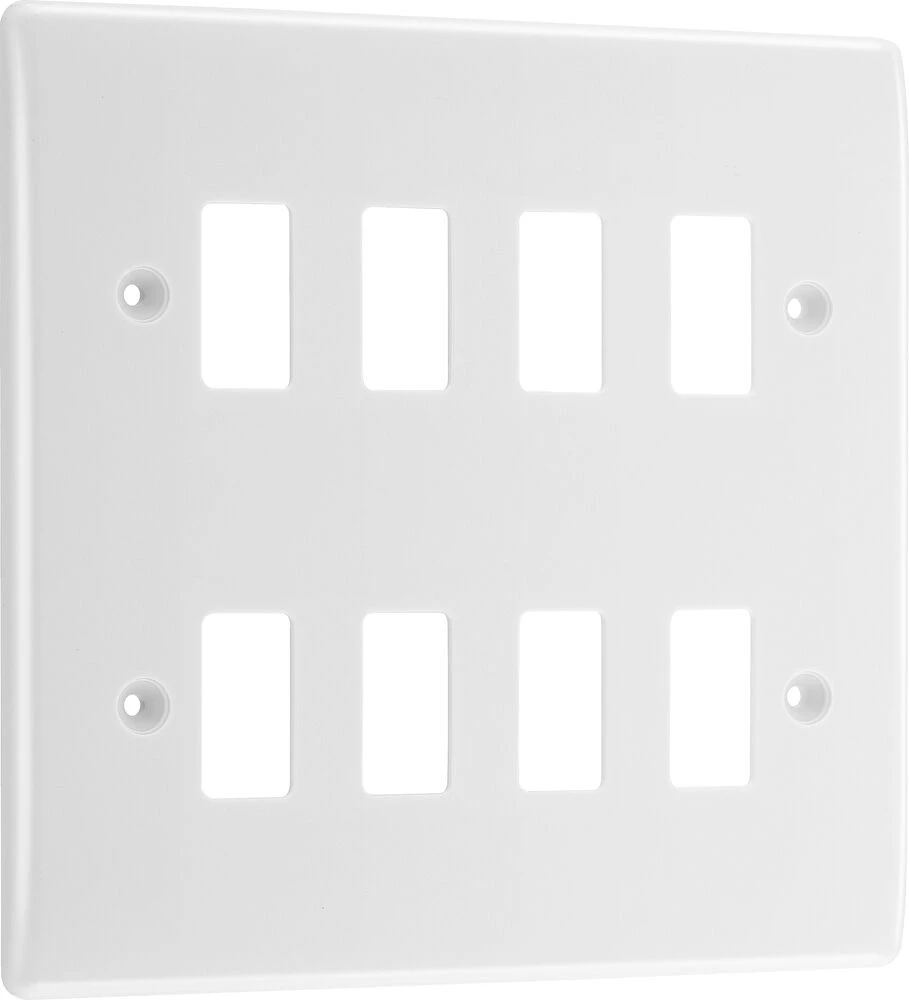 BG Grid Nexus Series White Moulded Front Plate 8 Module